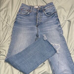 Zara Women's Straight Leg Blue Jeans